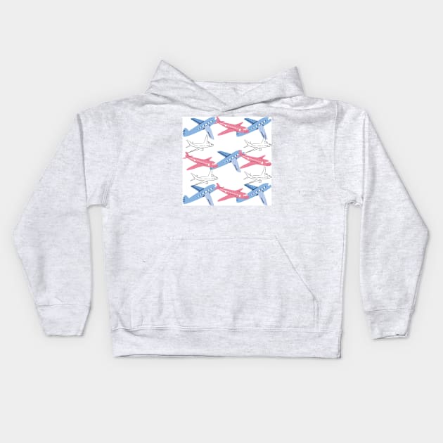 Aeroplanes and Travel Kids Hoodie by Awarrie